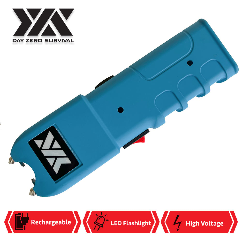 DZS Blue Stun Gun Heavy Duty Rechargeable with LED Flashlight