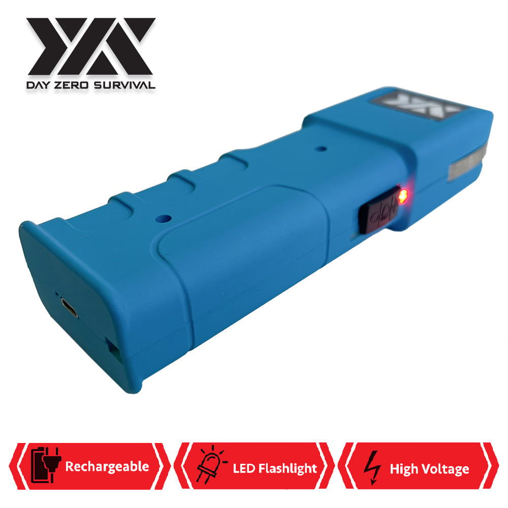 DZS Blue Stun Gun Heavy Duty Rechargeable with LED Flashlight