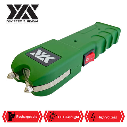 DZS Green Stun Gun Heavy Duty Rechargeable with LED Flashlight