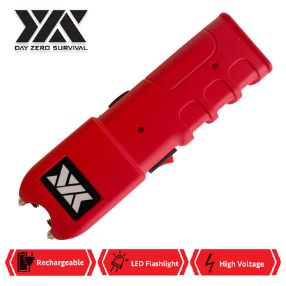 DZS Red Stun Gun Heavy Duty Rechargeable with LED Flashlight