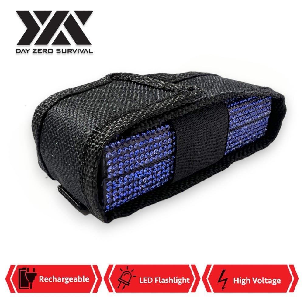 Blue Rhinestone DZS Rechargeable Self Defense Mini Bling Stun Gun