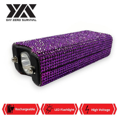 Purple Rhinestone DZS Rechargeable Self Defense Mini Bling Stun Gun