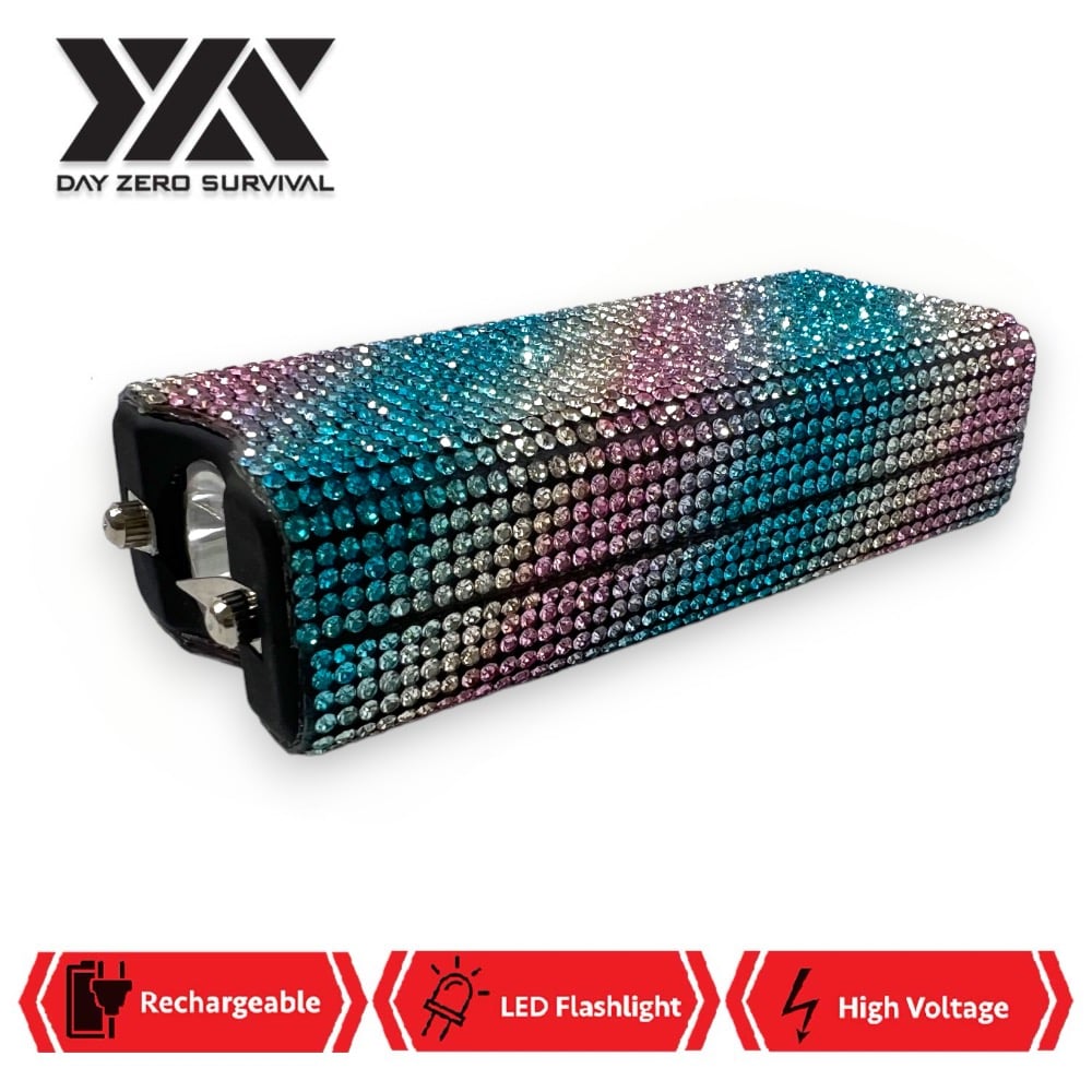 Pastel Lemonade Rhinestone DZS Rechargeable Self Defense Mini Bling Stun Gun