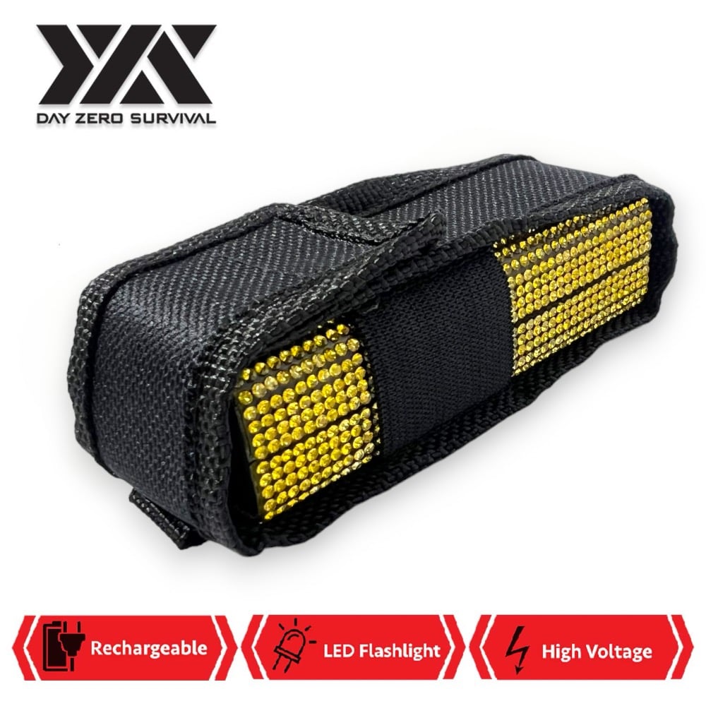 Yellow Rhinestone DZS Rechargeable Self Defense Mini Bling Stun Gun