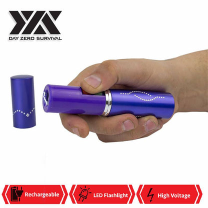 DZS Purple Rechargeable Lipstick 2.5 Million Volt Stun Gun With LED Light