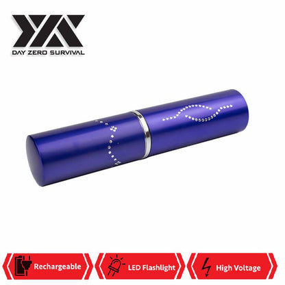 DZS Purple Rechargeable Lipstick 2.5 Million Volt Stun Gun With LED Light