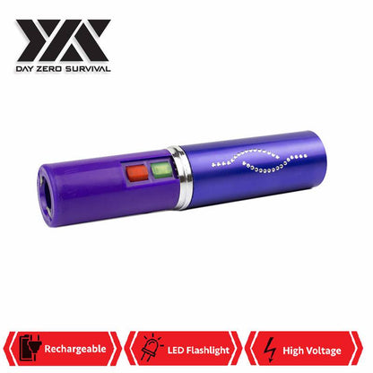 DZS Purple Rechargeable Lipstick 2.5 Million Volt Stun Gun With LED Light