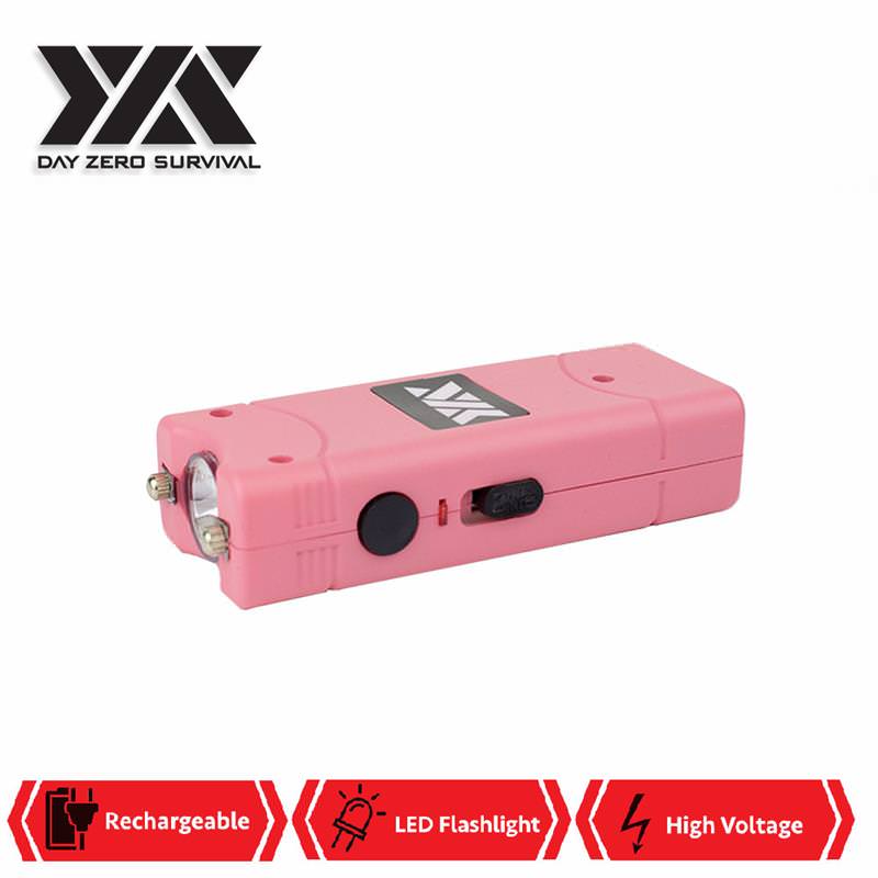 DZS Ultra Mini Pink Stun Gun Rechargeable With LED Light, Holster and KeyRing