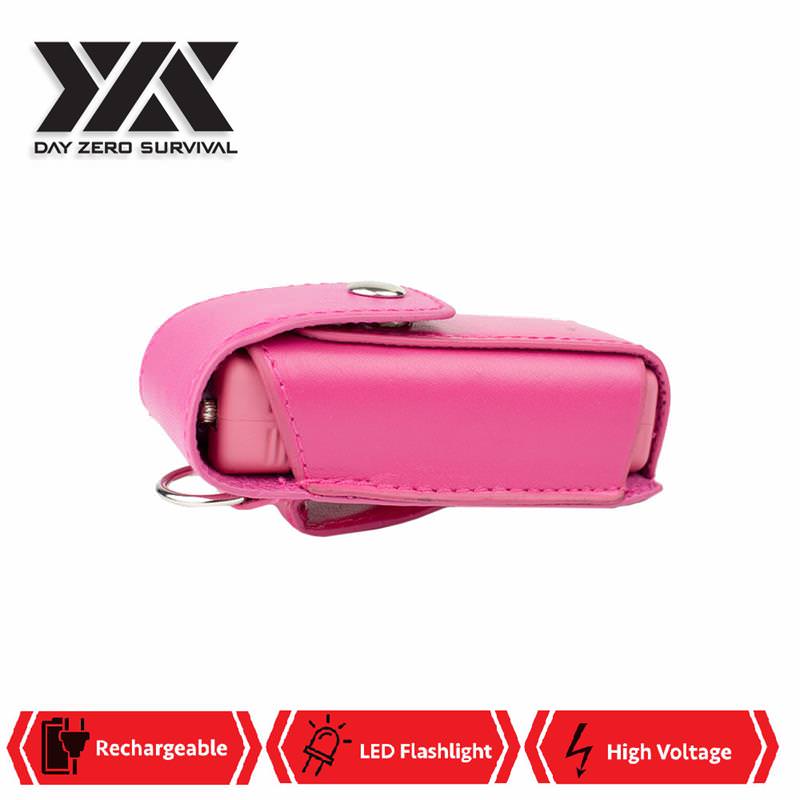 DZS Ultra Mini Pink Stun Gun Rechargeable With LED Light, Holster and KeyRing