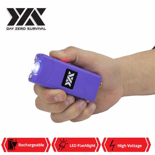 DZS Ultra Mini Purple Stun Gun Rechargeable With LED Light, Holster and KeyRing