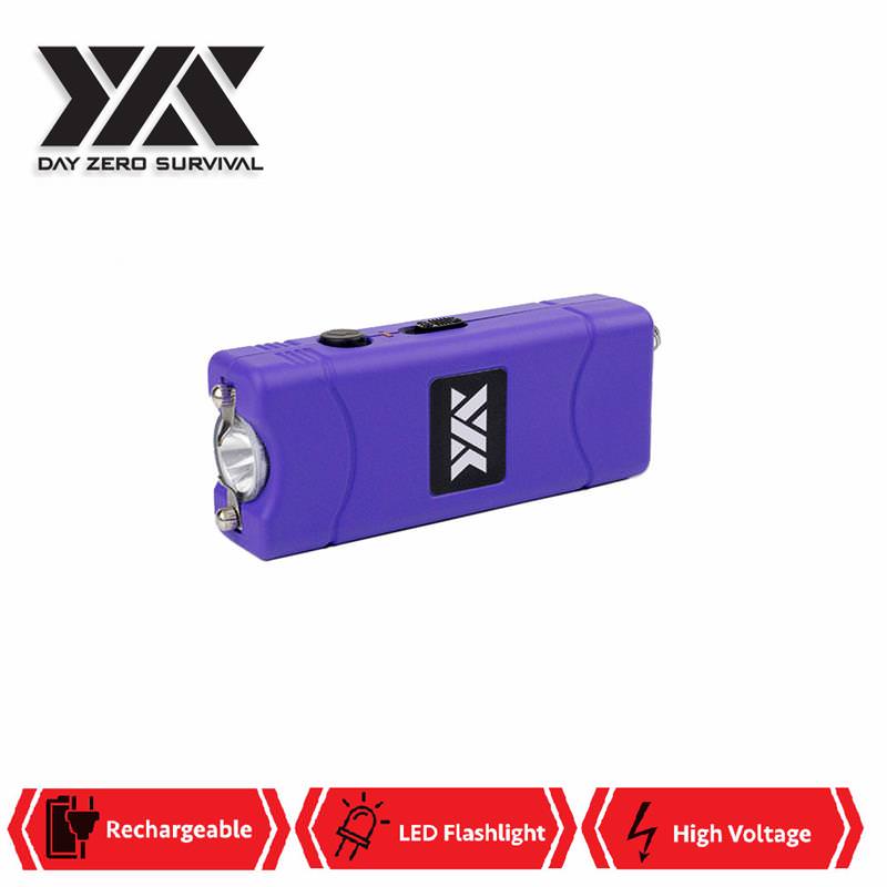 DZS Ultra Mini Purple Stun Gun Rechargeable With LED Light, Holster and KeyRing