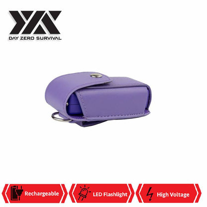 DZS Ultra Mini Purple Stun Gun Rechargeable With LED Light, Holster and KeyRing