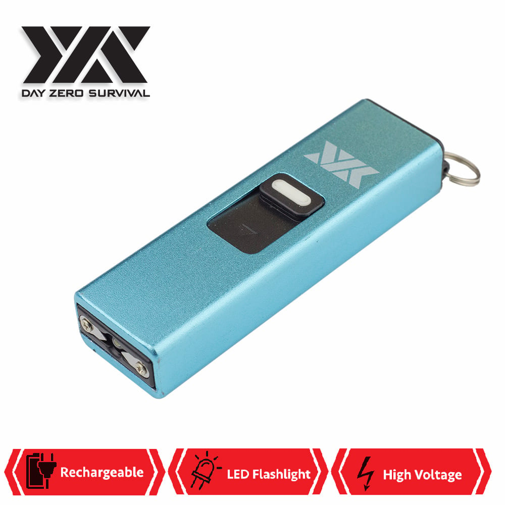 DZS Rechargeable Micro USB Self Defense Blue Stun Gun With LED Light