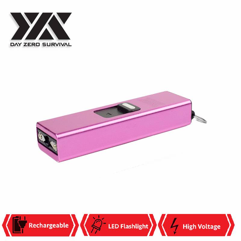 DZS Rechargeable Micro USB Self Defense Pink Stun Gun With LED Light