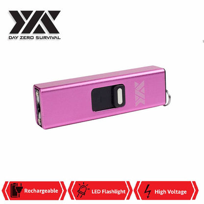 DZS Rechargeable Micro USB Self Defense Pink Stun Gun With LED Light