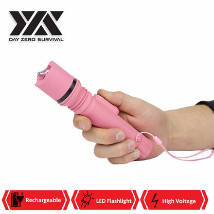 DZS Powerful 10 Million Volt LED Flashlight Stun Gun Rechargeable Pink