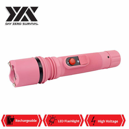 DZS Powerful 10 Million Volt LED Flashlight Stun Gun Rechargeable Pink