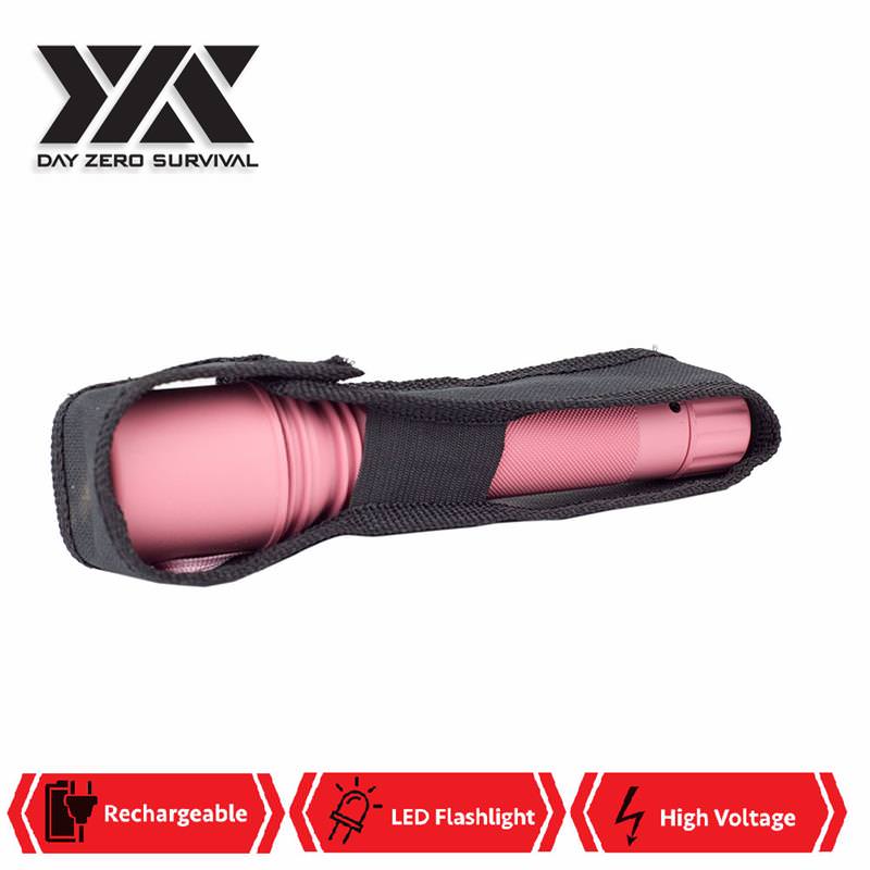 DZS Powerful 10 Million Volt LED Flashlight Stun Gun Rechargeable Pink