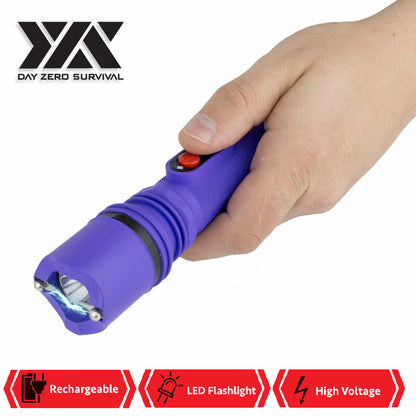 DZS Powerful 10 Million Volt LED Flashlight Stun Gun Rechargeable Purple