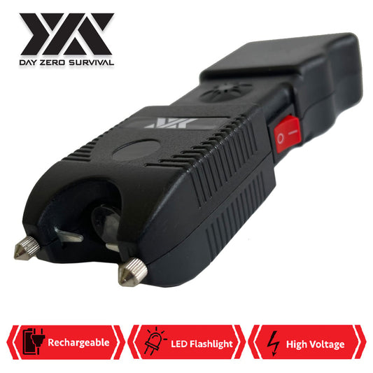 DZS Stun Gun Heavy Duty Rechargeable with Siren Alarm LED Flashlight