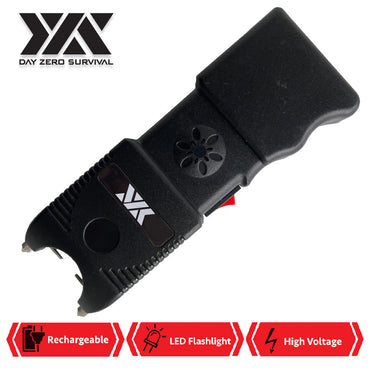 DZS Stun Gun Heavy Duty Rechargeable with Siren Alarm LED Flashlight