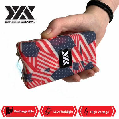 DZS 10 Million Volt Self Defense American Flag Print Stun Gun Rechargeable