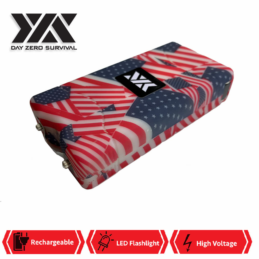 DZS 10 Million Volt Self Defense American Flag Print Stun Gun Rechargeable