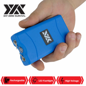 DZS 10 Million Volt Self Defense Blue Stun Gun Rechargeable LED FlashLight