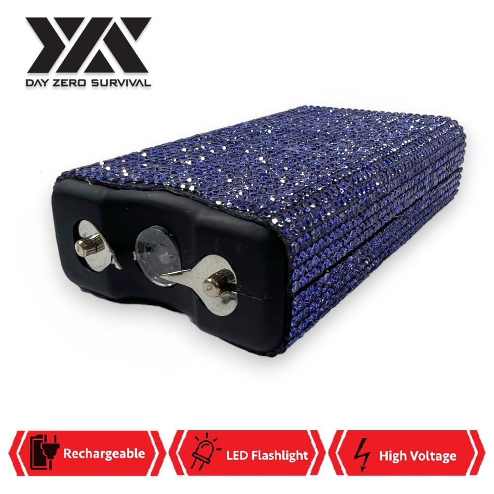 Blue Rhinestone DZS 10 Million Volt Self Defense Bling Stun Gun