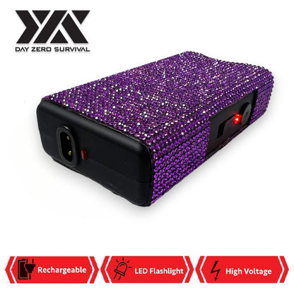 Purple Rhinestone DZS 10 Million Volt Self Defense Bling Stun Gun