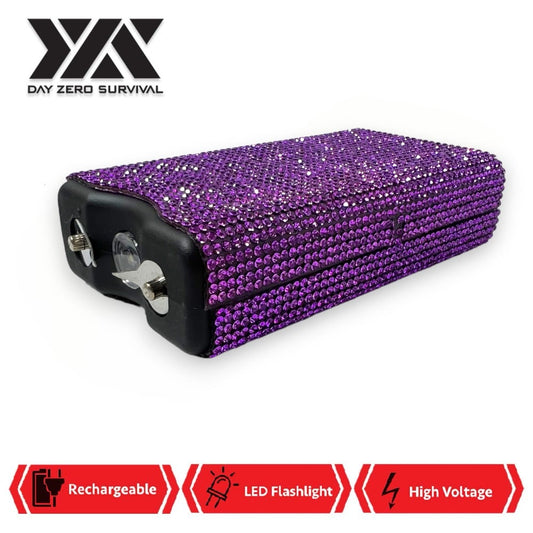 Purple Rhinestone DZS 10 Million Volt Self Defense Bling Stun Gun