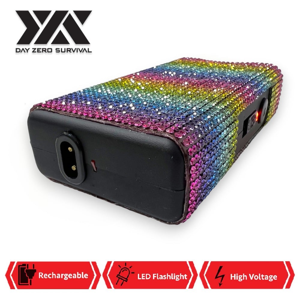 Rainbow Stripes DZS 10 Million Volt Self Defense Bling Stun Gun