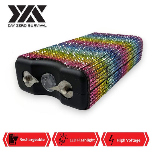 Rainbow Stripes DZS 10 Million Volt Self Defense Bling Stun Gun