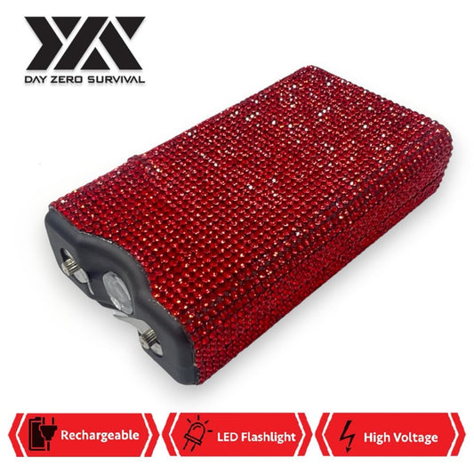 Red Rhinestone DZS 10 Million Volt Self Defense Bling Stun Gun