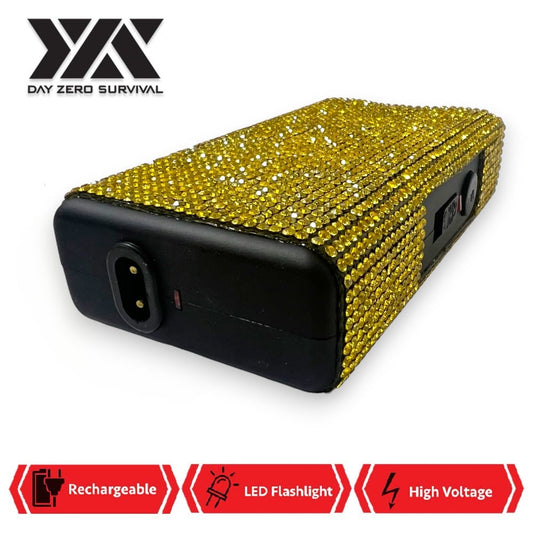 Yellow Rhinestone DZS 10 Million Volt Self Defense Bling Stun Gun