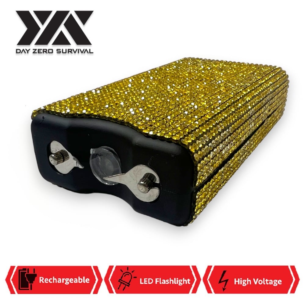 Yellow Rhinestone DZS 10 Million Volt Self Defense Bling Stun Gun