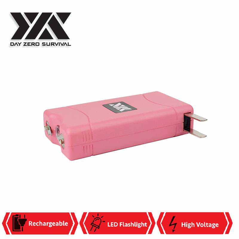 DZS 10 Million Volt Self Defense Pink Stun Gun Rechargeable LED FlashLight