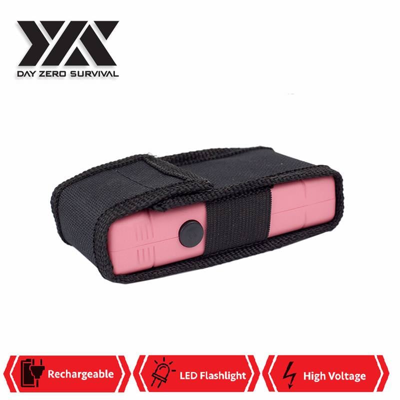 DZS 10 Million Volt Self Defense Pink Stun Gun Rechargeable LED FlashLight