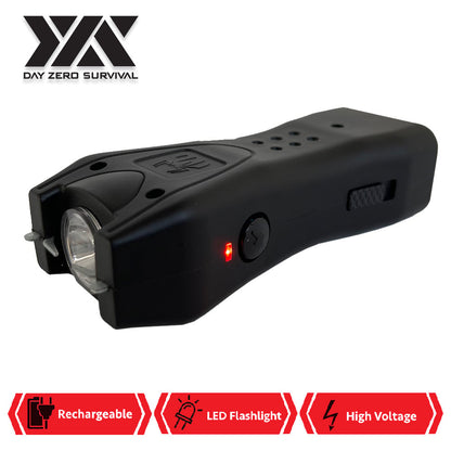 DZS Black Slim Mini Rechargeable Stun Gun with LED Light