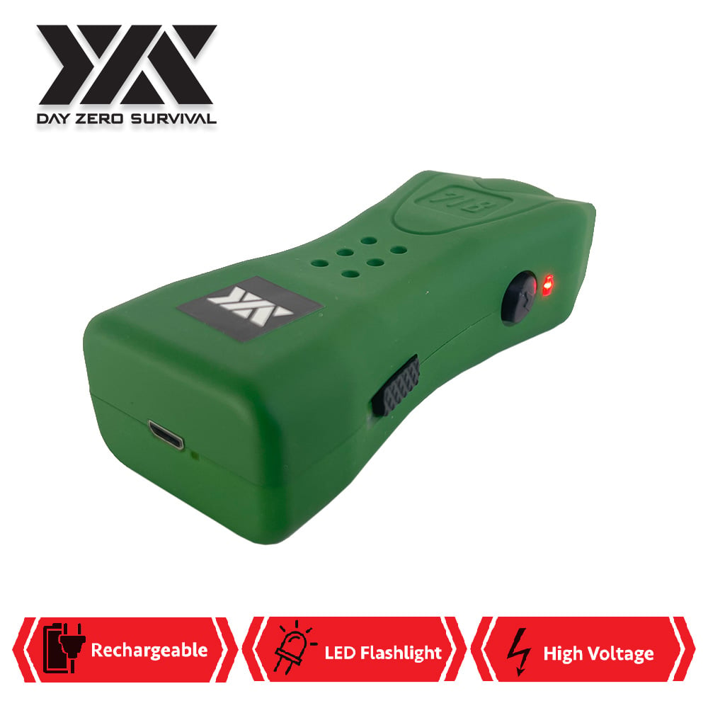 DZS Green Slim Mini Rechargeable Stun Gun with LED Light