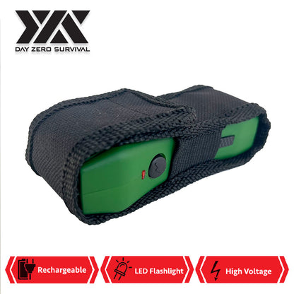 DZS Green Stun Gun Heavy Duty Rechargeable with LED Flashlight