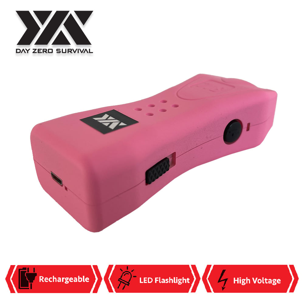 DZS Pink Slim Mini Rechargeable Stun Gun with LED Light