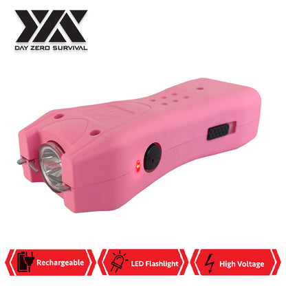 DZS Pink Slim Mini Rechargeable Stun Gun with LED Light