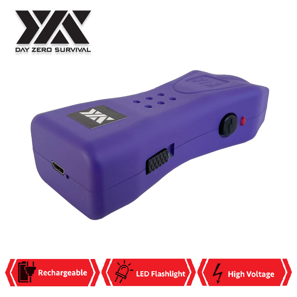 DZS Purple Slim Mini Rechargeable Stun Gun with LED Light