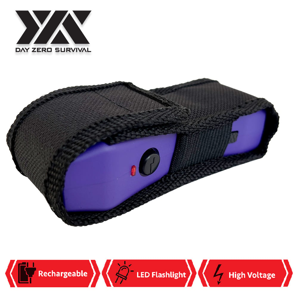 DZS Purple Slim Mini Rechargeable Stun Gun with LED Light