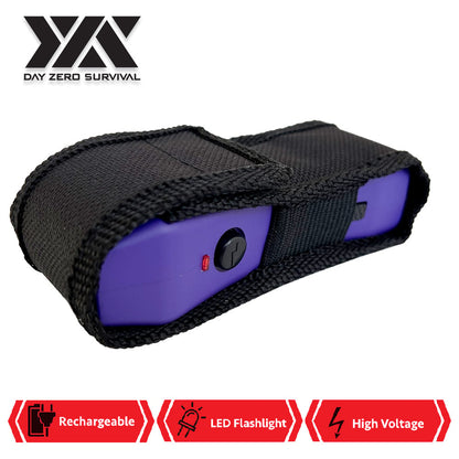 DZS Purple Slim Mini Rechargeable Stun Gun with LED Light