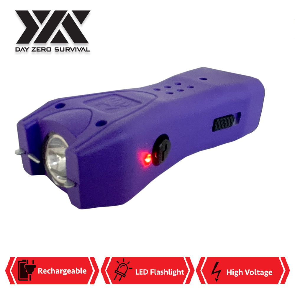 DZS Purple Slim Mini Rechargeable Stun Gun with LED Light