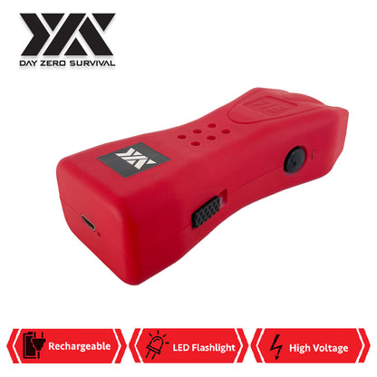 DZS Red Slim Mini Rechargeable Stun Gun with LED Light