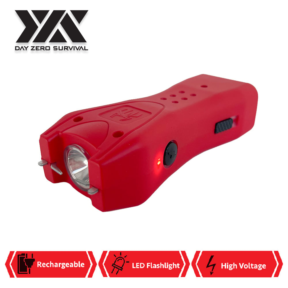 DZS Red Slim Mini Rechargeable Stun Gun with LED Light