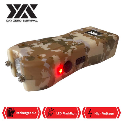 DZS Maximum Power Rechargeable Camo Stun Gun With LED Flash Light